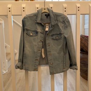 Express medium size jean jacket not fitted light blue indigo dyed with tags